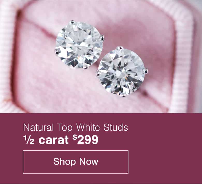 natural top white diamond stud earrings