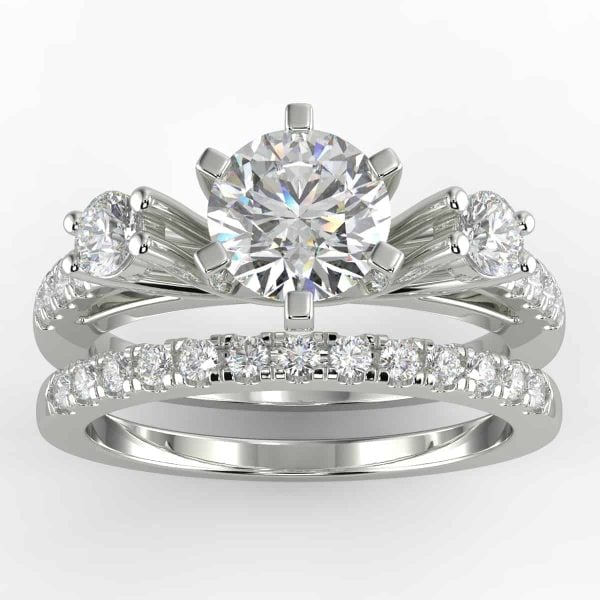 7/8 Carat Diamond 3-Stone Bridal Semi-Mount Set