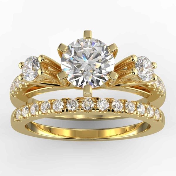 7/8 Carat Diamond 3-Stone Bridal Semi-Mount Set