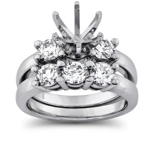 1 1/2ct Diamond Three Stone Wedding Semi-Mount Set
