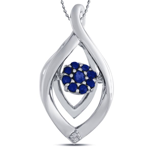 1/4 Carat Diamond - Sapphire in Motion Pendant in Silver