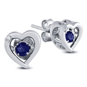 1/4 Carat Diamond - Sapphire Motion Earrings in Silver