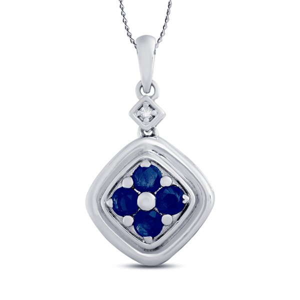 1/3 Carat Sapphire - Diamond Pendant in Silver