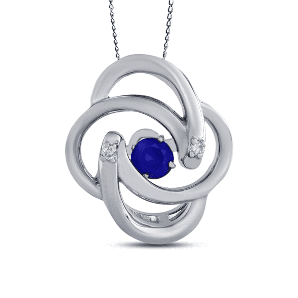 1/5 Carat Diamond - Sapphire Pendant in Silver