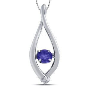1/5 Carat Diamond - Sapphire Motion Pendant in Silver