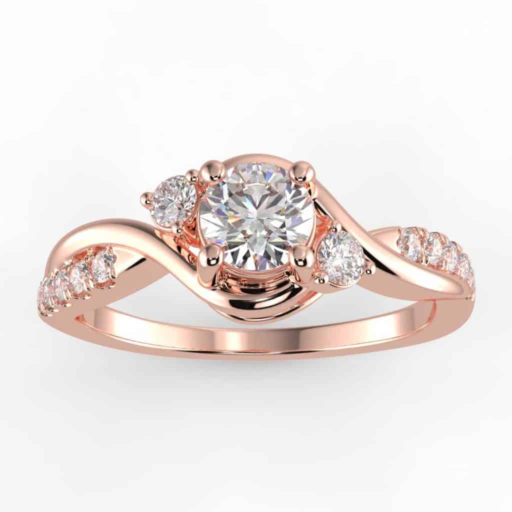 Three Stone Halo Diamond Ring 9/10 Ct