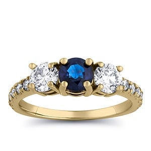 1 1/2ct Diamond and Sapphire 3-Stone Ring