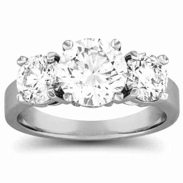 Light 3 Carat Diamond 3-Stone Ring in 18k Gold