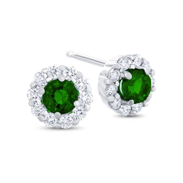 Lab Halo Emerald Earrings