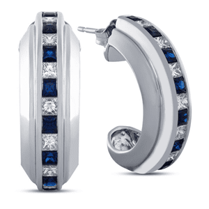2 1/6 Carat Diamond - Sapphire Earrings in 14k Gold