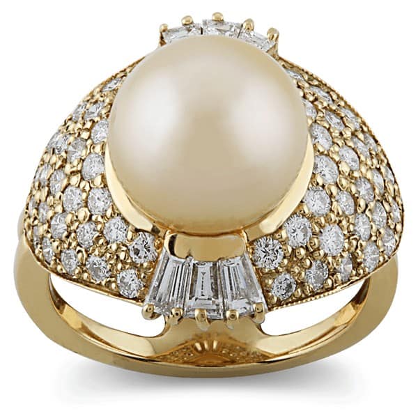 Diamond - Pearl Ring in 14k Gold