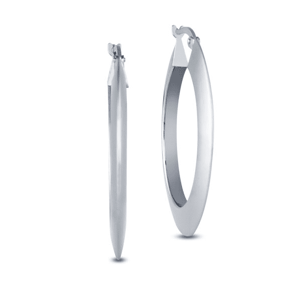 Large Flat Wide Hoop Earrings in 14k Gold