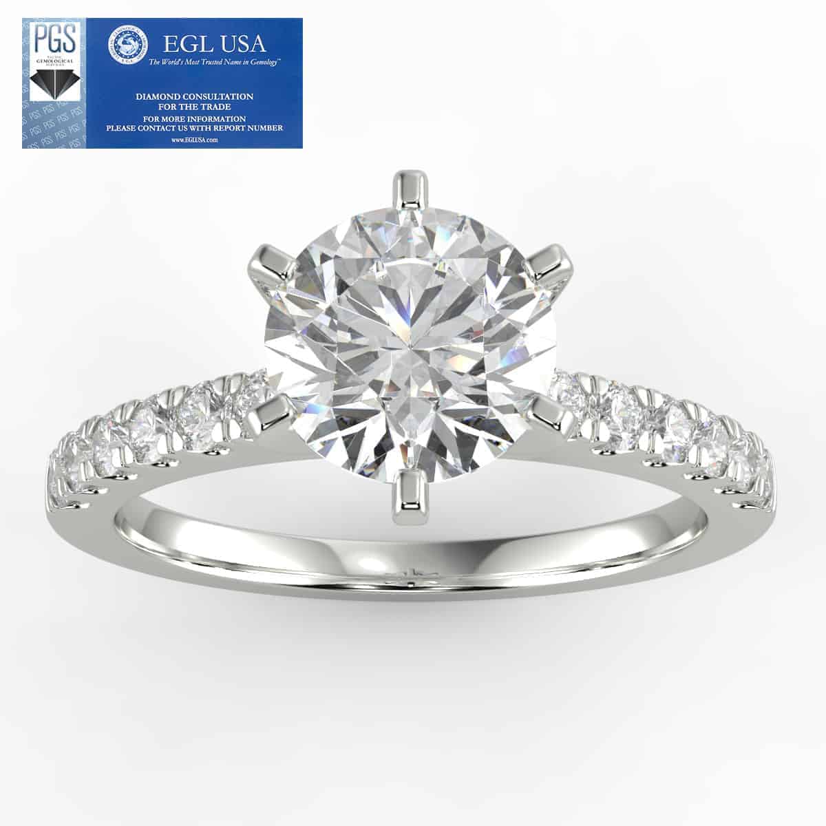 Pave Round Cut Diamond Engagement Ring Natural Double Prong Split Shank  with Accent (0.4 ct. tw.) MR5581MN
