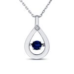Sapphire & Diamond Dancing Pendant in Silver