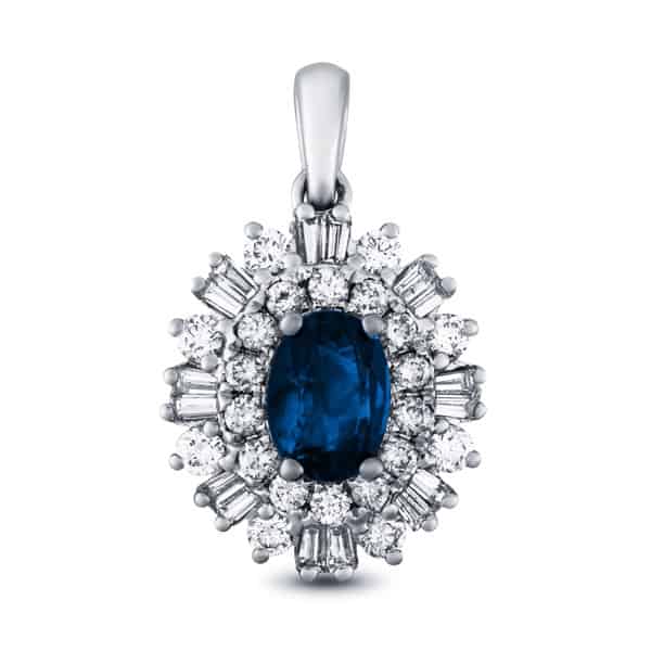 1 7/8 Carat Sapphire - Diamond Pendant in 14k Gold