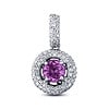 1 Carat Pink Sapphire - Diamond Halo Pendant in 14k Gold