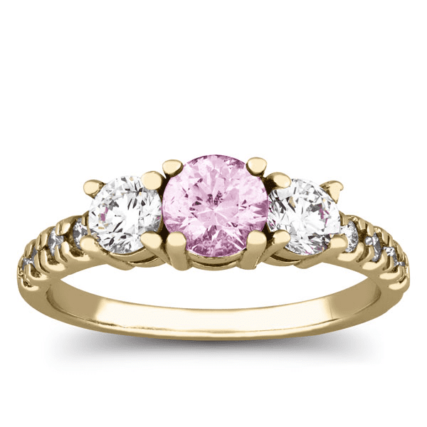 1ct Diamond and Pink Sapphire 3-Stone Ring