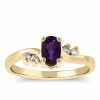 1/2 Carat Diamond - Amethyst Fashion Ring in 14k Gold
