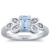 5/8 Carat Diamond - Aquamarine Fashion Ring in 10k Gold