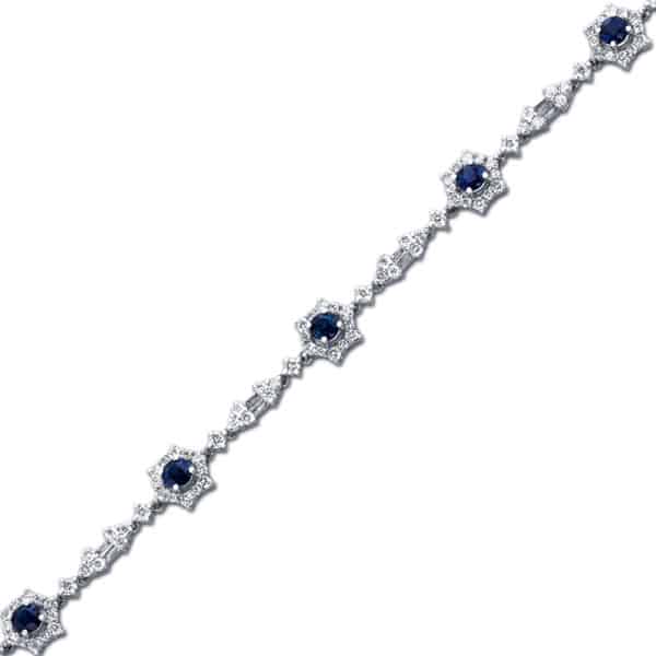 Light 5 Carat Sapphire - Diamond Tennis Bracelet in 18k Gold