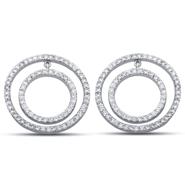 Light 2 Carat Diamond Circle Dangle Earrings in 14k Gold