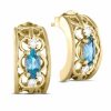 3/4 Carat Topaz - Diamond Fashion Earrings in 14k Gold