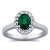 7/8ct Diamond & Emerald Halo Ring
