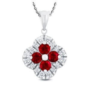 1/2ct Diamond and Ruby Pendant in Silver