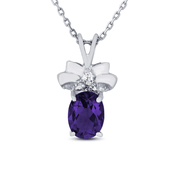 1 1/5ct Diamond and Amethyst Pendant in Silver