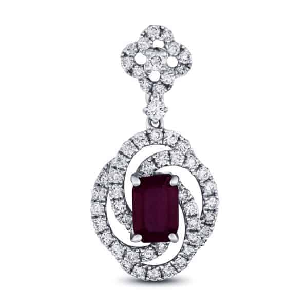 1 5/8 Carat Ruby And Diamond Pendant In 18k Gold