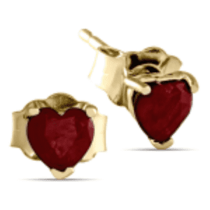 1 1/2 Carat Heart Ruby Stud Earrings in 14k Gold