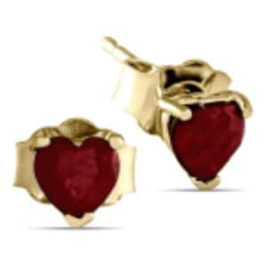 Ruby Heart Stud Earrings in 14K Gold