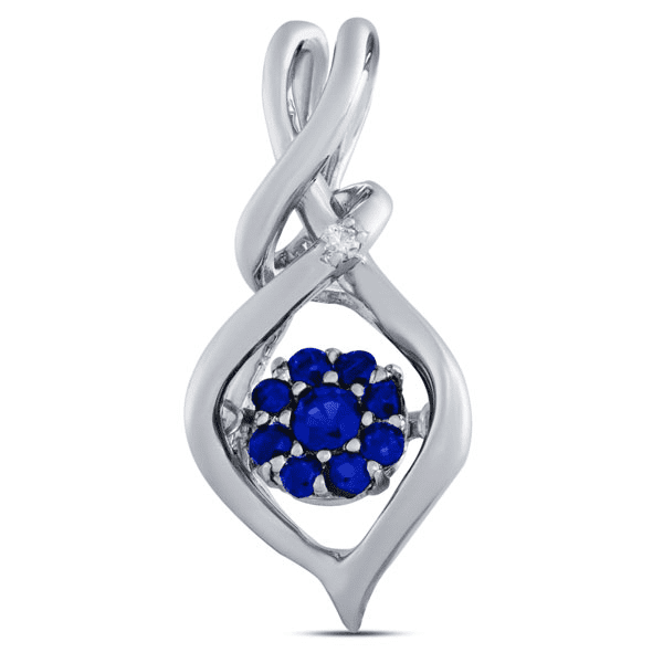 DTJEWELS 0.68 Ctw Round Sim Blue Sapphire Diamond 14K Gold Plated Silver Heart Pendant with 18 Chain