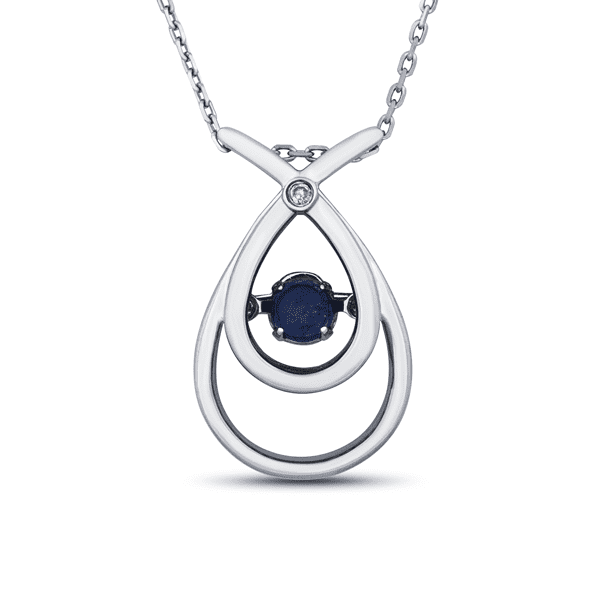 DTJEWELS 0.68 Ctw Round Sim Blue Sapphire Diamond 14K Gold Plated Silver Heart Pendant with 18 Chain