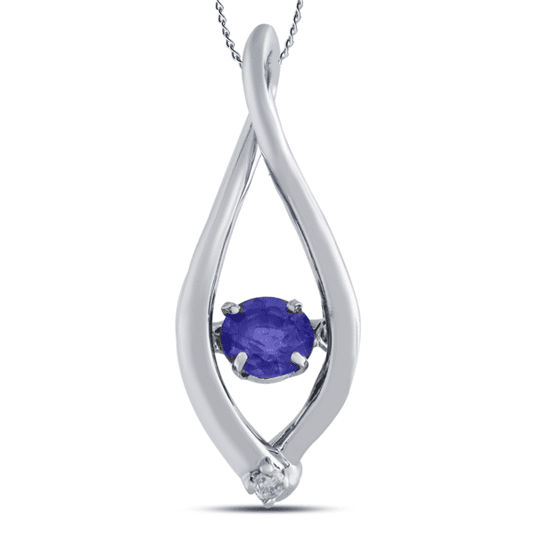 1/5 Carat Diamond - Sapphire Motion Pendant in Silver