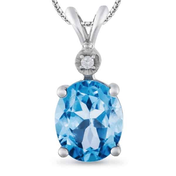 6 Carat Diamond - Blue Topaz Pendant in Silver