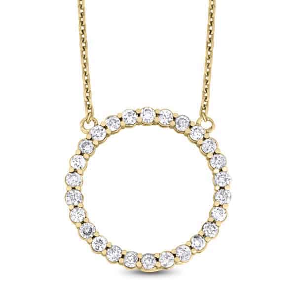 1 1/3 Carat Diamond Circle Pendant in 14k Gold
