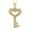 Diamond Heart Key Pendant in 10k Gold