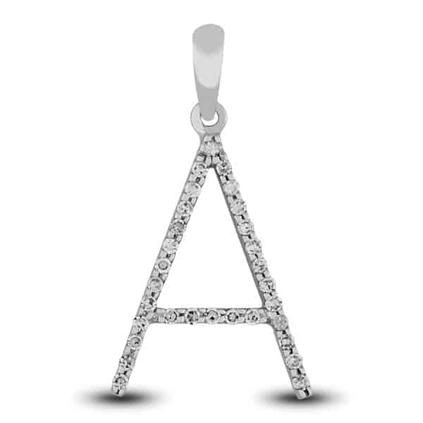 Diamond Prong Set Initial "A" Pendant in 14k Gold