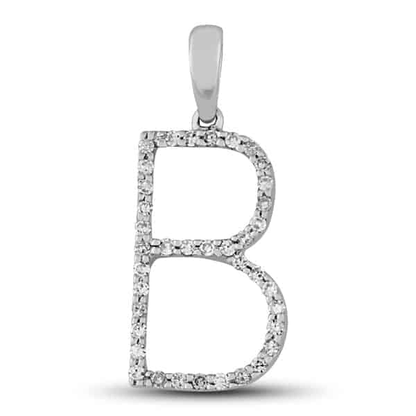 Diamond Prong Set Initial "B" Pendant in 14k Gold