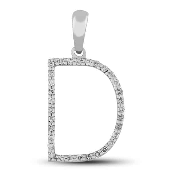 Diamond Prong Set Initial "D" Pendant in 14k Gold