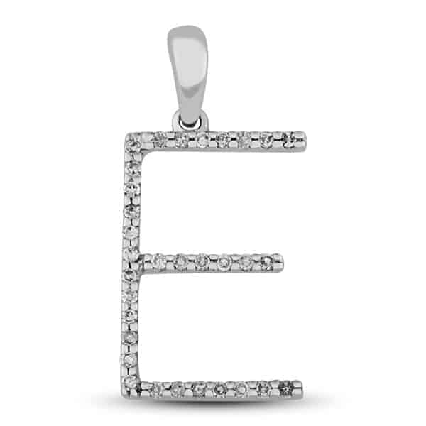 Diamond Prong Set Initial "E" Pendant in 14k Gold