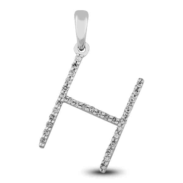 Diamond Prong Set Initial "H" Pendant in 14k Gold