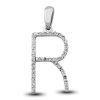 Diamond Prong Set Initial "R" Pendant in 14k Gold