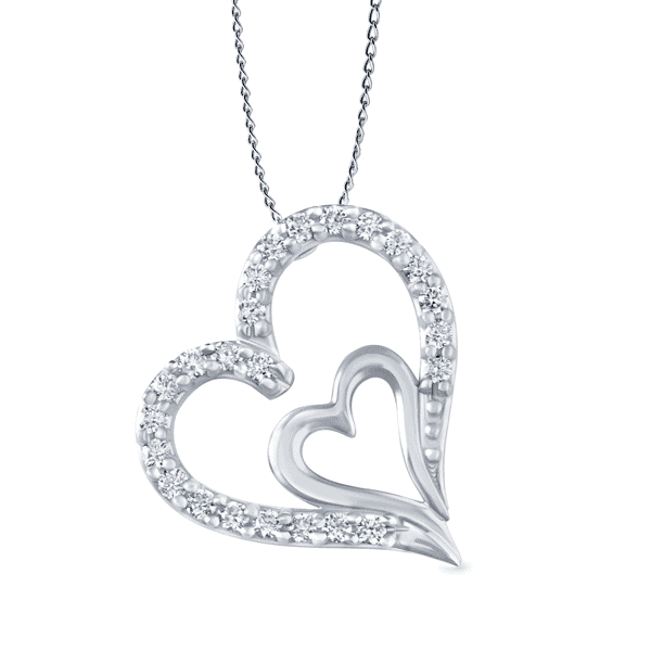 1/4ct Lab Grown Diamond Heart Pendant in Silver