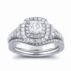 EGL-USA 1 Carat Diamond Pavé Wedding Set in 14k Gold  *Center Diamond Included*