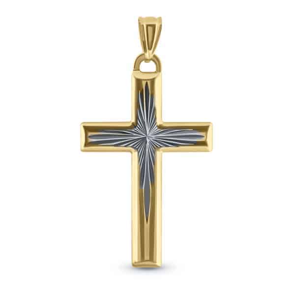 2 Toned Gold Cross Pendant