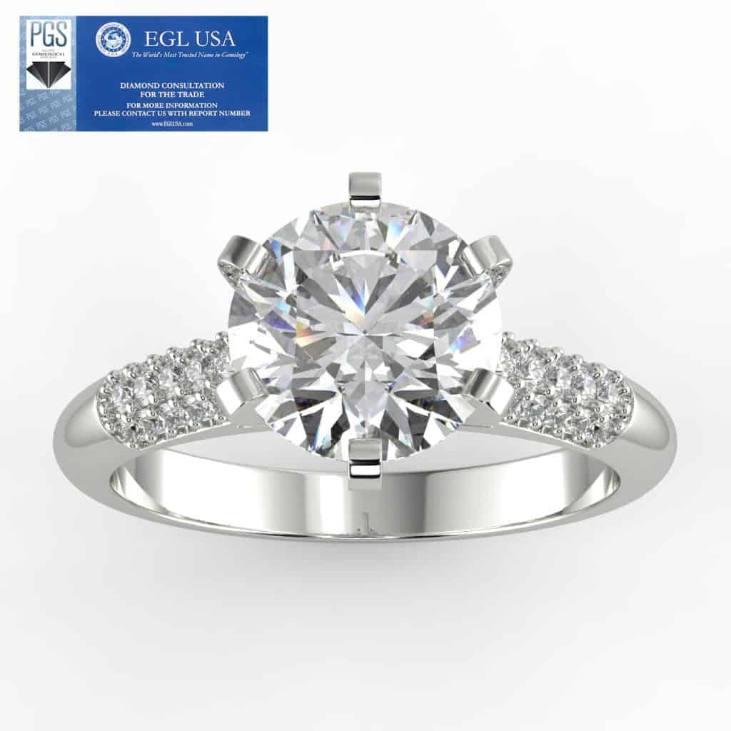 Certified 1 Carat Cluster Row Engagement Ring in 14k Gold