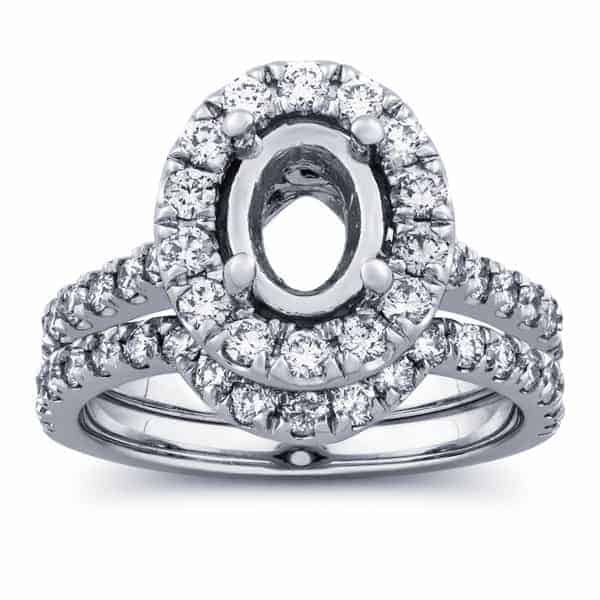 5/8 Carat Diamond Halo Wedding Semi-Mount Set