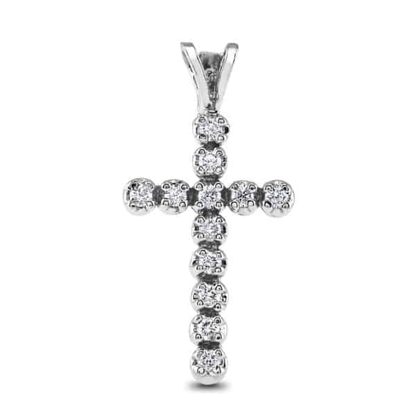 1/5 carat Diamond Cross Pendant in Silver
